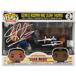Isiah Thomas & Dennis Rodman Dual Signed Detroit Pistons NBA Jam Dual Funko Pop Doll