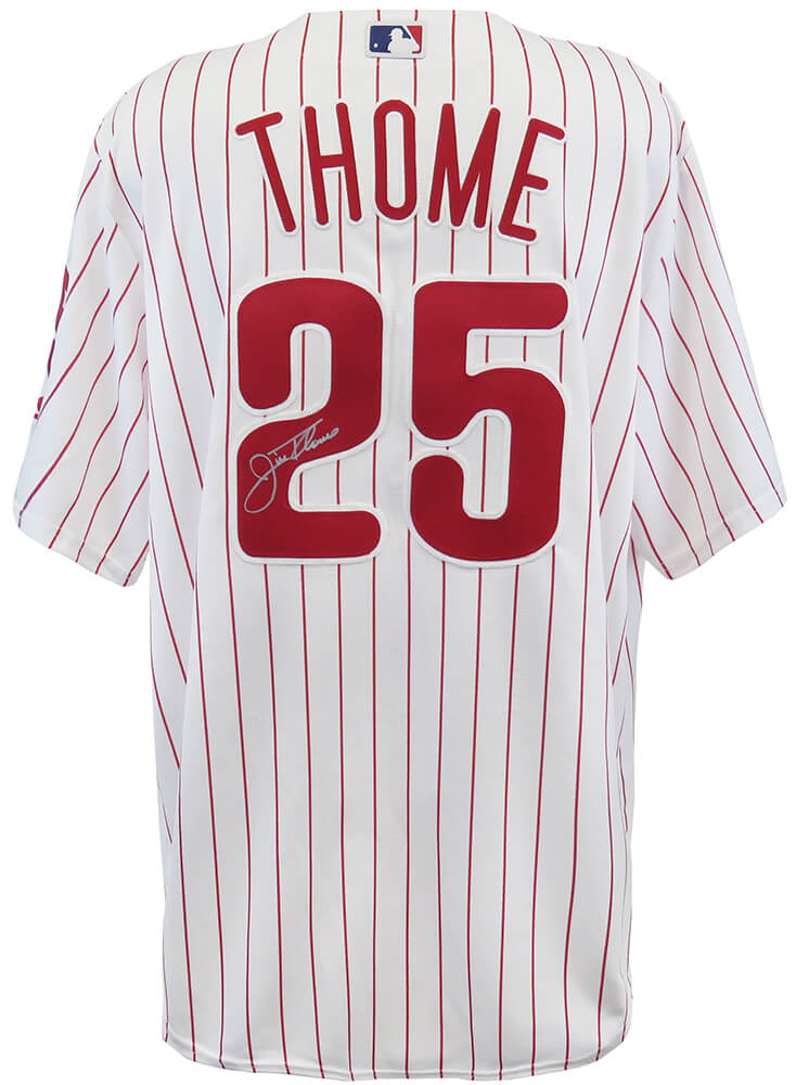 Jim Thome Signed Philadelphia Phillies White Pinstripe Majestic Replica  Baseball Jersey – Schwartz Sports Memorabilia