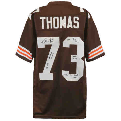 Joe Thomas Signed Brown Custom Football Jersey w/4-Inscriptions