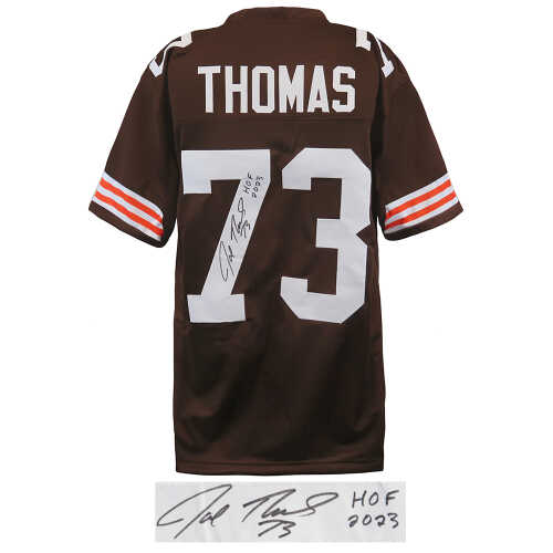 Joe Thomas Signed Brown Custom Football Jersey w/HOF 2023 - Image 2