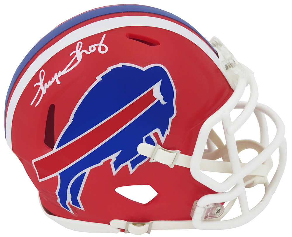 Schwartz Sports Memorabilia THOMIN325 Thurman Thomas Signed Buffalo Bills Throwback Riddell Speed Mini Helmet