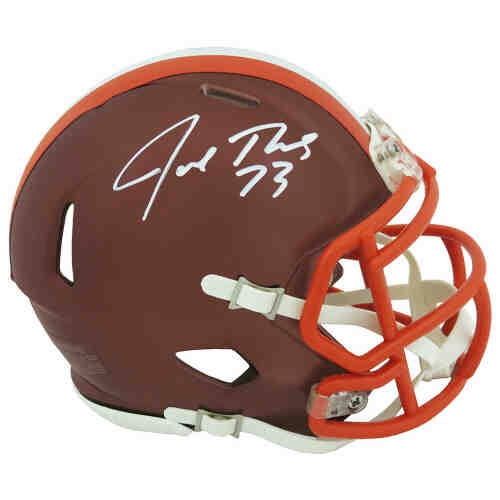 Joe Thomas Signed Cleveland Browns FLASH Riddell Speed Mini Helmet (In White)