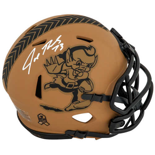 Joe Thomas Signed Cleveland Browns 2023 Salute to Service Riddell Speed Mini Helmet