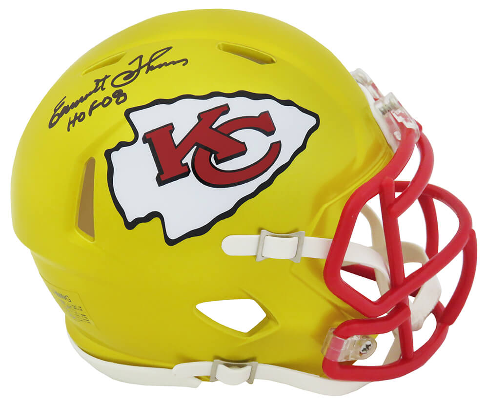 Schwartz Sports Memorabilia THOMIN372 Emmitt Thomas Signed Kansas City Chiefs Flash Riddell Speed Mini Helmet with HOF 2008 Inscription