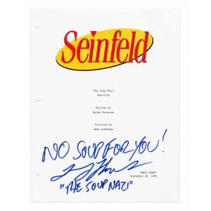 Larry Thomas Signed Seinfeld The Soup Nazi Episode Script Cover Page w/The Soup Nazi, No Soup For You