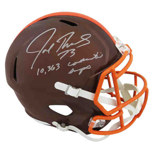 Joe Thomas Signed Cleveland Browns FLASH Riddell Full Size Speed Replica Helmet w/10,363 Consecutive Snaps