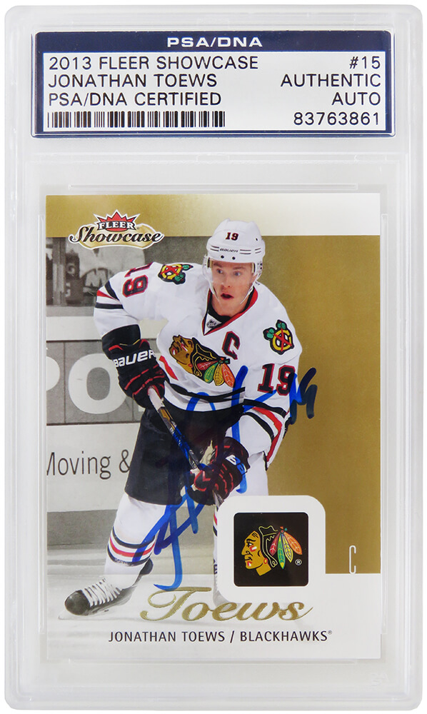 Jonathan Toews Signed Chicago Blackhawks 2013 Fleer Showcase Hockey Card #15 - PSA/DNA