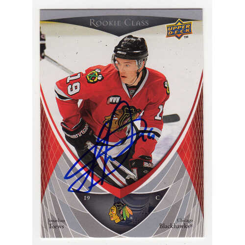 Jonathan Toews Signed 2007-08 Upper Deck NHL Hockey Rookie Box Set Hockey Trading Card #43