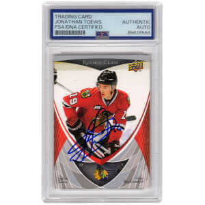 Jonathan Toews Signed 2007-08 Upper Deck NHL Hockey Rookie Box Set Hockey Card #43 – (PSA Encapsulated)