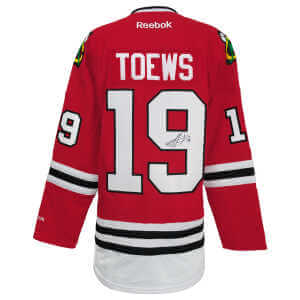 Jonathan Toews Signed Chicago Blackhawks Red Reebok Premier Hockey Jersey