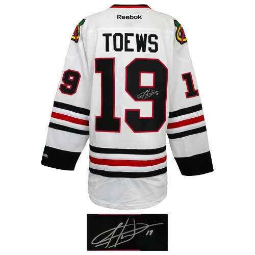 Jonathan Toews Signed Chicago Blackhawks White Reebok Premier Hockey Jersey - Image 2