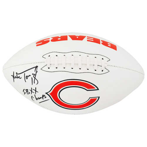 Mike Tomczak Signed Chicago Bears Logo Franklin White Football w/SB XX Champs