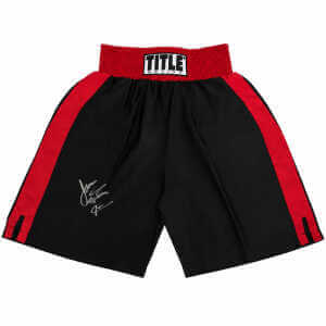 James Toney Signed Title Black With Red Trim Boxing Trunks w/Lights Out