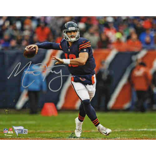 Mitchell Trubisky Signed Chicago Bears Throwback Jersey Action 8x10 Photo - (Fanatics)