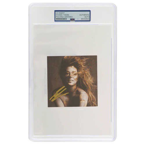 Shania Twain Signed 'Queen Of Me' 4x4 CD Insert (In Gold) - (PSA/DNA Encapsulated)