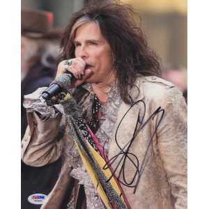 Steven Tyler Signed Singing At Concert 8x10 Photo - (PSA)