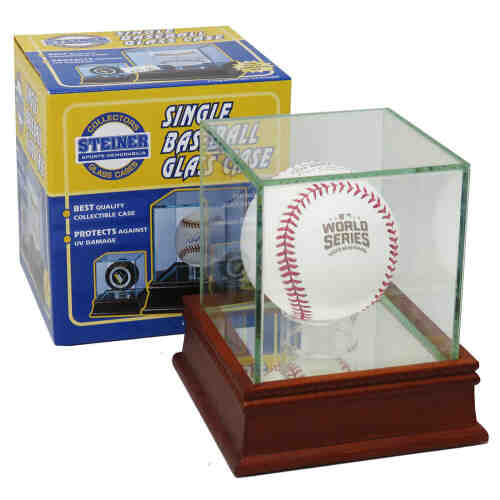 Single Baseball Glass Display Case With Wood Base