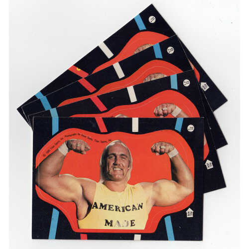 Hulk Hogan 1985 Topps WWF Rookie Wrestling Trading Card Sticker #11 - (Lot of 4) - Image 3
