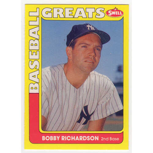 Bobby Richardson New York Yankees 1990 Swell Baseball Greats Baseball Trading Card #75 (Lot of 54)