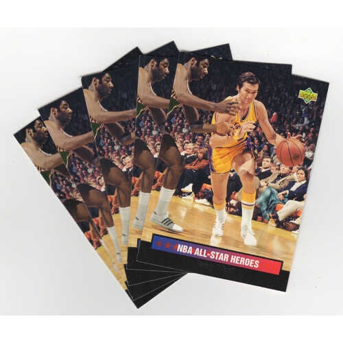 Jerry West Los Angeles Lakers 1993 Upper Deck NBA All-Star Heroes Basketball Trading Card #10 (LOT of 21) - Image 3