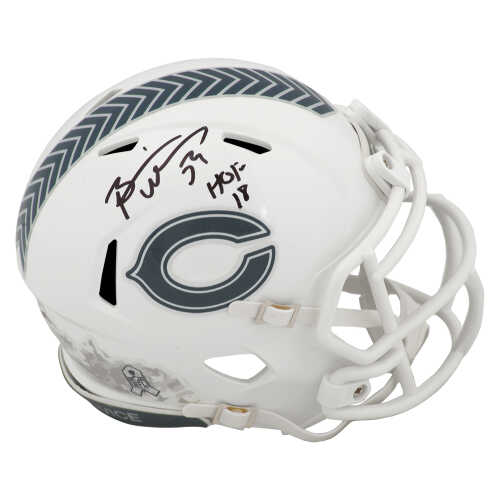 Brian Urlacher Signed Chicago Bears 2024 SALUTE White Riddell Speed Mini Helmet w/HOF'18