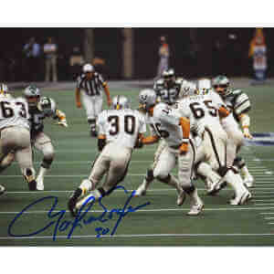 Mark Van Eeghen Signed Raiders Hand Off From Plunkett 8x10 Photo