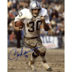 Mark Van Eeghen Signed Raiders White Jersey Action 8×10 Photo