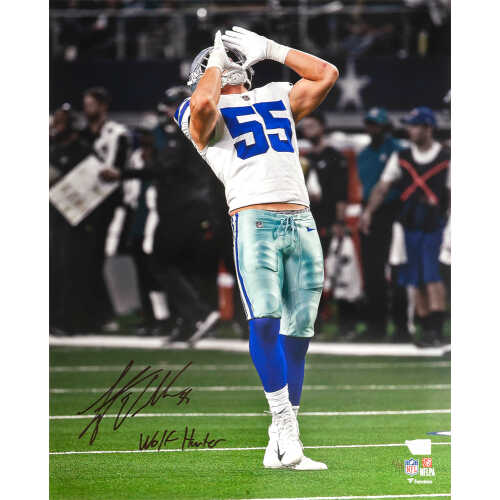 Leighton Vander Esch Signed Dallas Cowboys Celebration Action LE/55 16x20 Photo w/Wolf Hunter - (Fanatics)