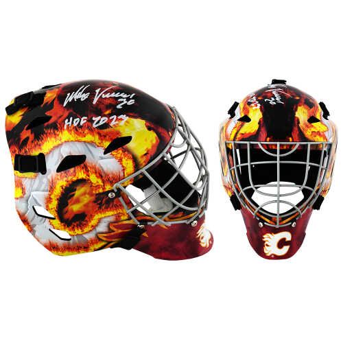 Mike Vernon Signed Calgary Flames Franklin Replica Hockey Goalie Mask w/HOF 2023 - Image 2