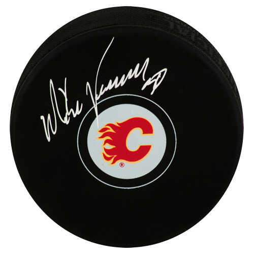Mike Vernon Signed Calgary Flames Logo Hockey Puck