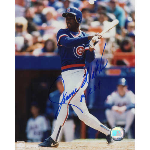 Jerome Walton Signed Chicago Cubs Blue Jersey Swinging 8x10 Photo w/89 ROY