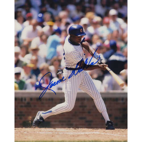 Jerome Walton Signed Chicago Cubs White Jersey Swinging 8x10 Photo