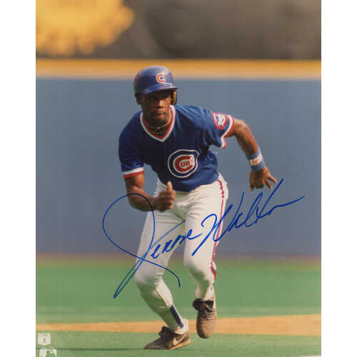 Jerome Walton Signed Chicago Cubs Blue Jersey Running 8x10 Photo