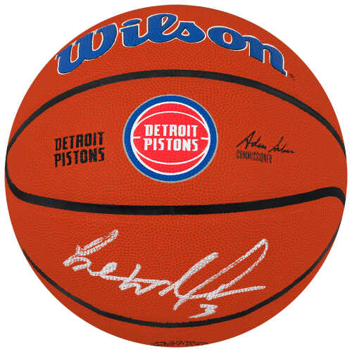 Ben Wallace Signed Detroit Pistons Logo Wilson NBA Basketball