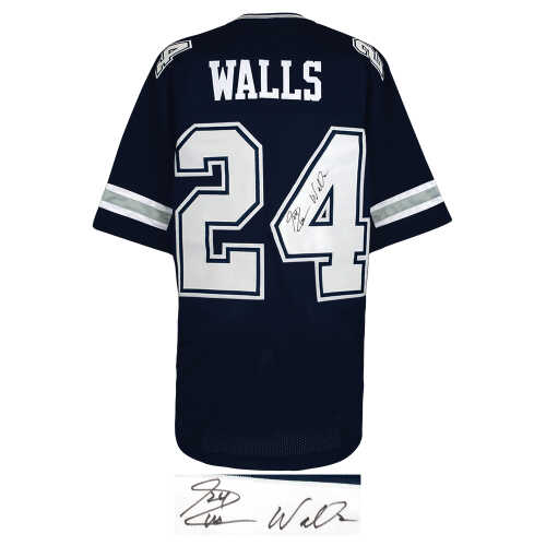 Everson Walls Signed Navy Throwback Custom Football Jersey - Image 2