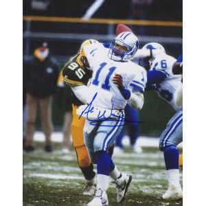Andre Ware Signed Detroit Lions White Jersey Passing 8x10 Photo