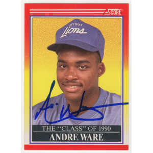 Andre Ware Signed Detroit Lions 1990 Score Football Rookie Card #607