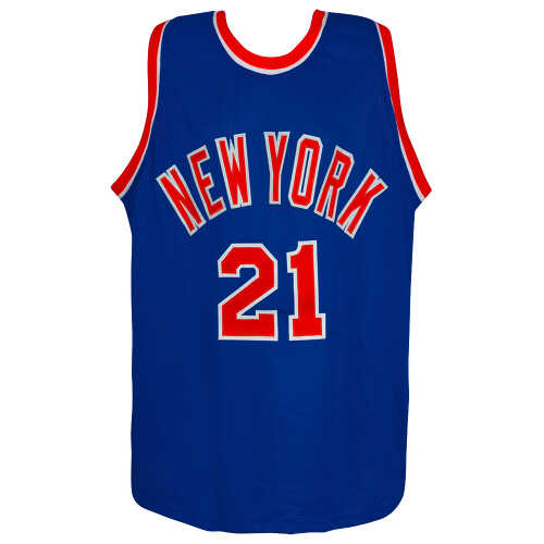 Charlie Ward Signed Blue Throwback Custom Basketball Jersey w/Go Knicks - Image 3