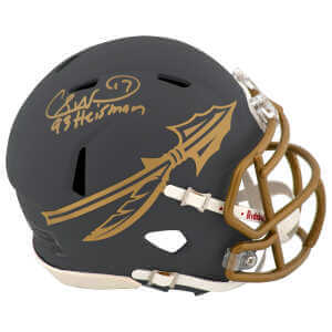 Charlie Ward Signed Florida State Seminoles SLATE Riddell Speed Mini Helmet w/Heisman'93