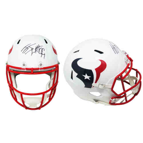 J.J. (JJ) Watt Signed Houston Texans Flat White Matte Riddell Full Size Speed Replica Helmet