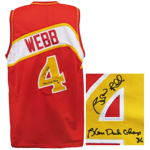 Spud Webb Signed Red Throwback Custom Basketball Jersey w/Slam Dunk Champ '86 - Image 2