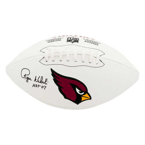 Roger Wehrli Signed Cardinals Wilson White Logo NFL Football w/HOF'07