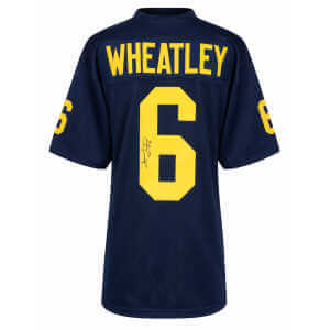 Tyrone Wheatley Signed Navy Custom College Football Jersey