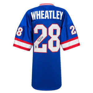 Tyrone Wheatley Signed Blue Custom Football Jersey