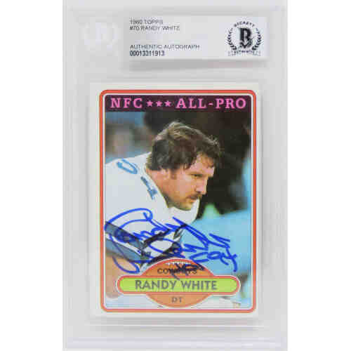 Randy White Signed Dallas Cowboys 1980 Topps Football Card #70 w/HOF'94 - (Beckett Encapsulated)