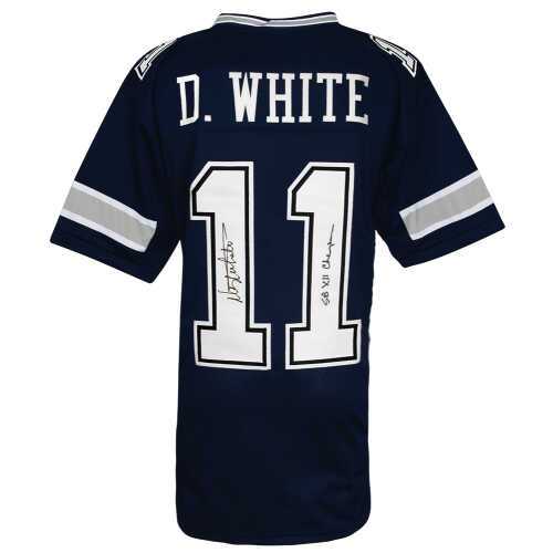 Danny White Signed Navy Custom Football Jersey w/SB XII Champs