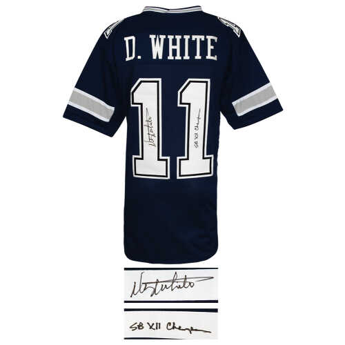 Danny White Signed Navy Custom Football Jersey w/SB XII Champs - Image 2