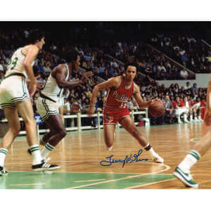 Lenny Wilkens Signed Blazers Dribbling Action 8×10 Photo