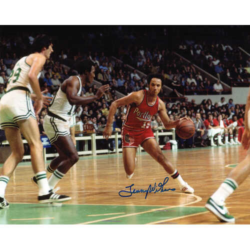 Lenny Wilkens Signed Blazers Dribbling Action 8x10 Photo