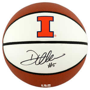 Deron Williams Signed Illinois Fighting Illini White Logo Brand Full Size Basketball